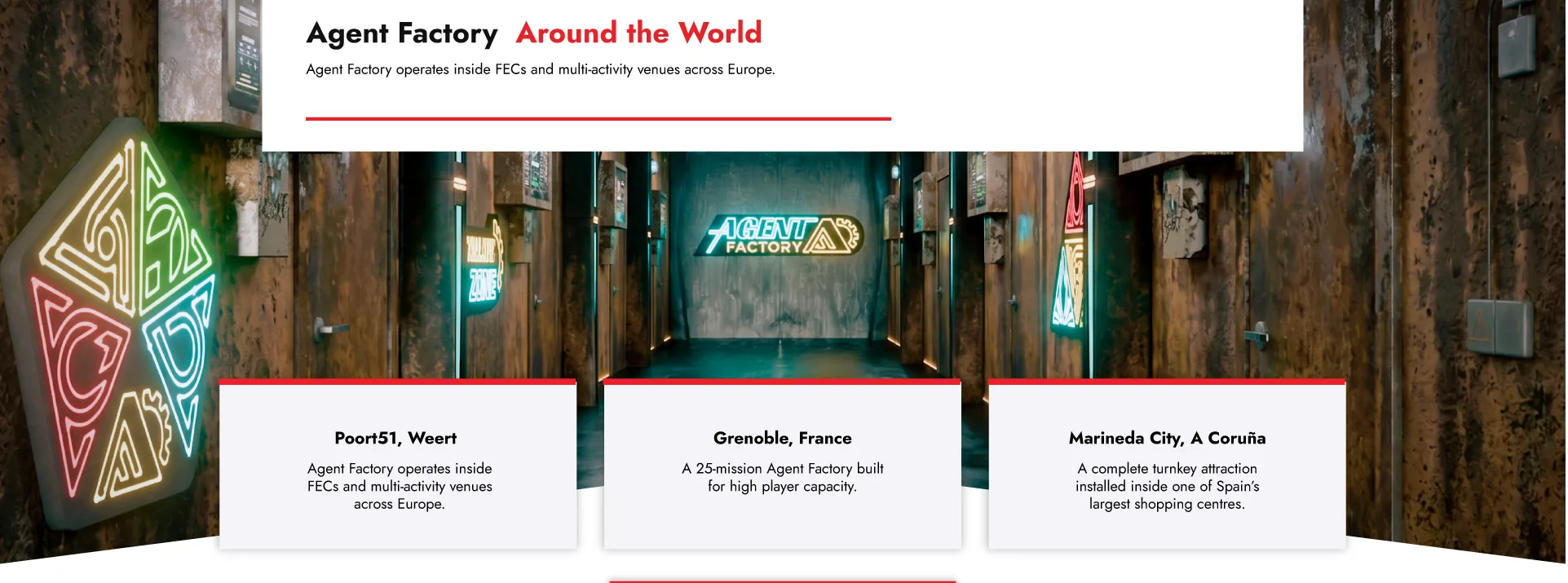 Agent Factory corridor with themed signage